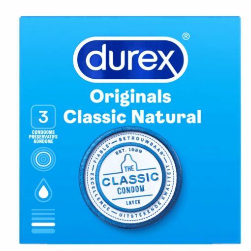 Durex Classic Natural (3 Kondome) Packung Frontansicht