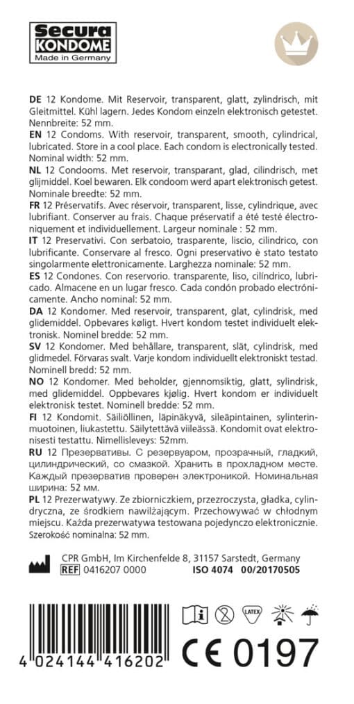 Secura Original (12er Kondome) Rückansicht