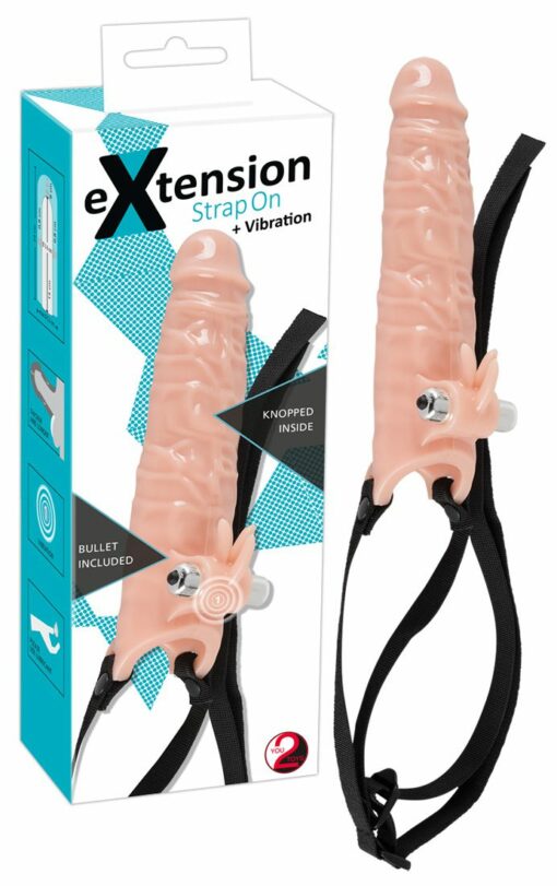 Penishülle  Extension Strap On + Vibration
